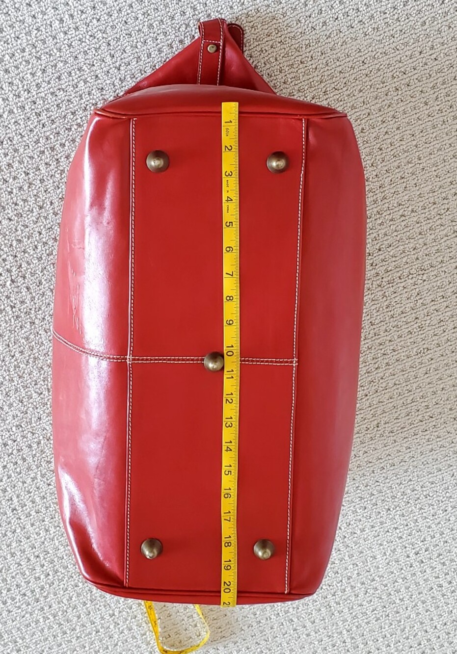 Valentina Italy Vtg. Large Red Leather Travel Duffle Bag, Original Lock/Keys - Picture 12 of 16